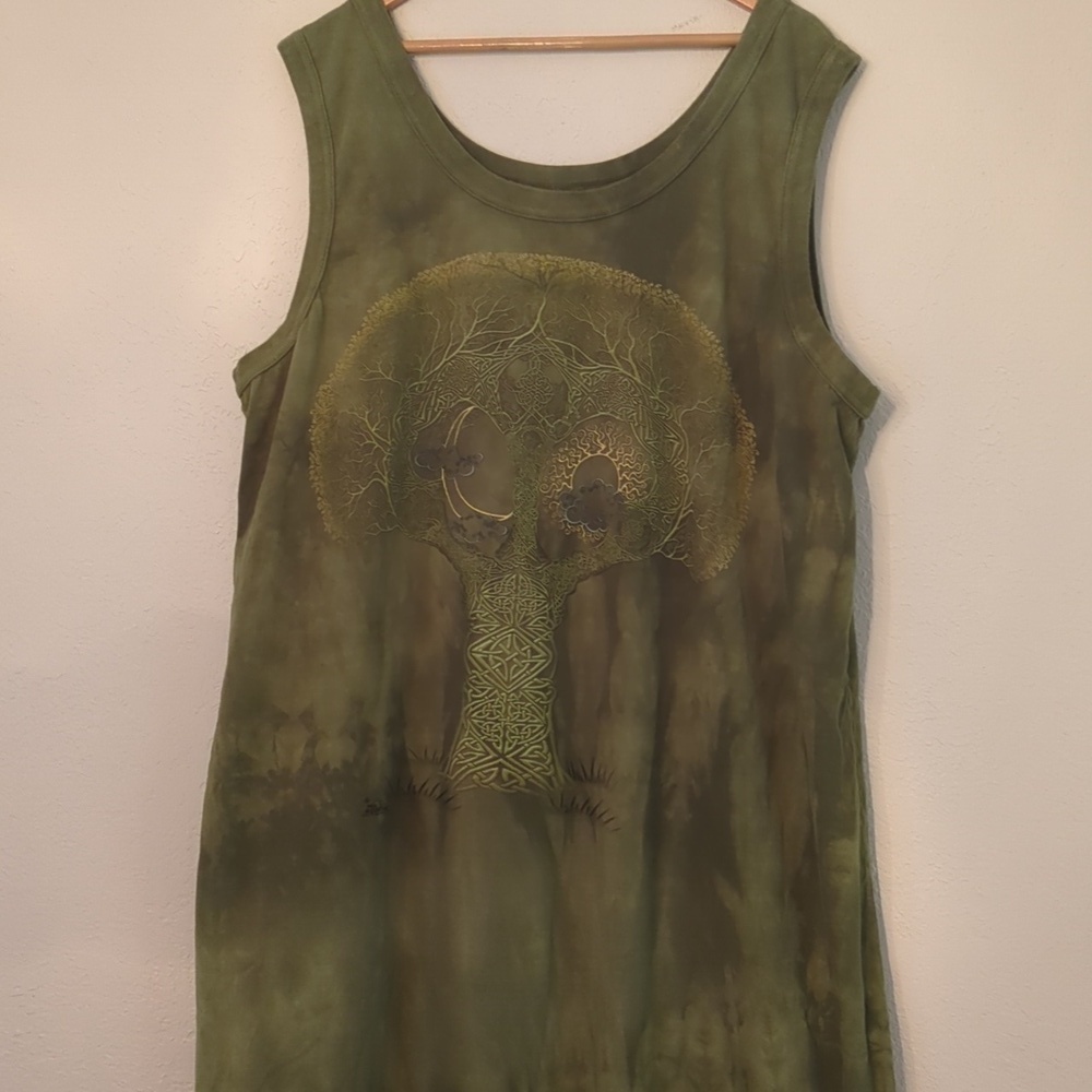 Vintage Y2K The Mountain Celtic tree tie dye maxi sleeveless dress
